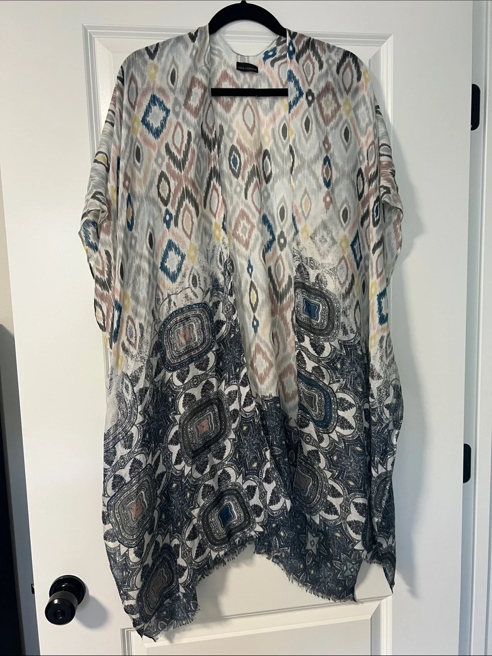 Coco + Carmen Multicolor Ikat & Paisley Swim Coverup - Blue, Gray, Pink, Yellow